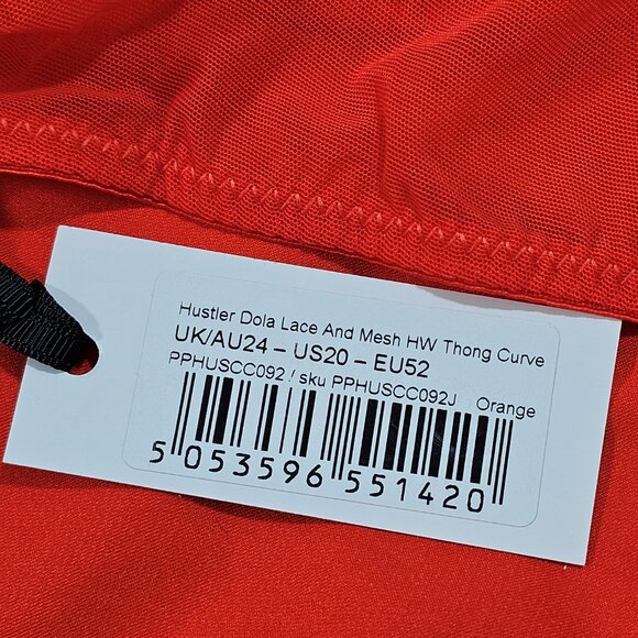 Hustler Dola Orange Lace and Mesh High Waisted Thong Panty Size US 20 - Picture 3 of 5